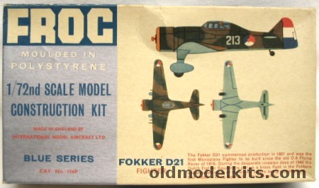 Frog 1/72 Fokker D21 (DXXI D-XXI D-21) Fighter Dutch Markings, 156P plastic model kit